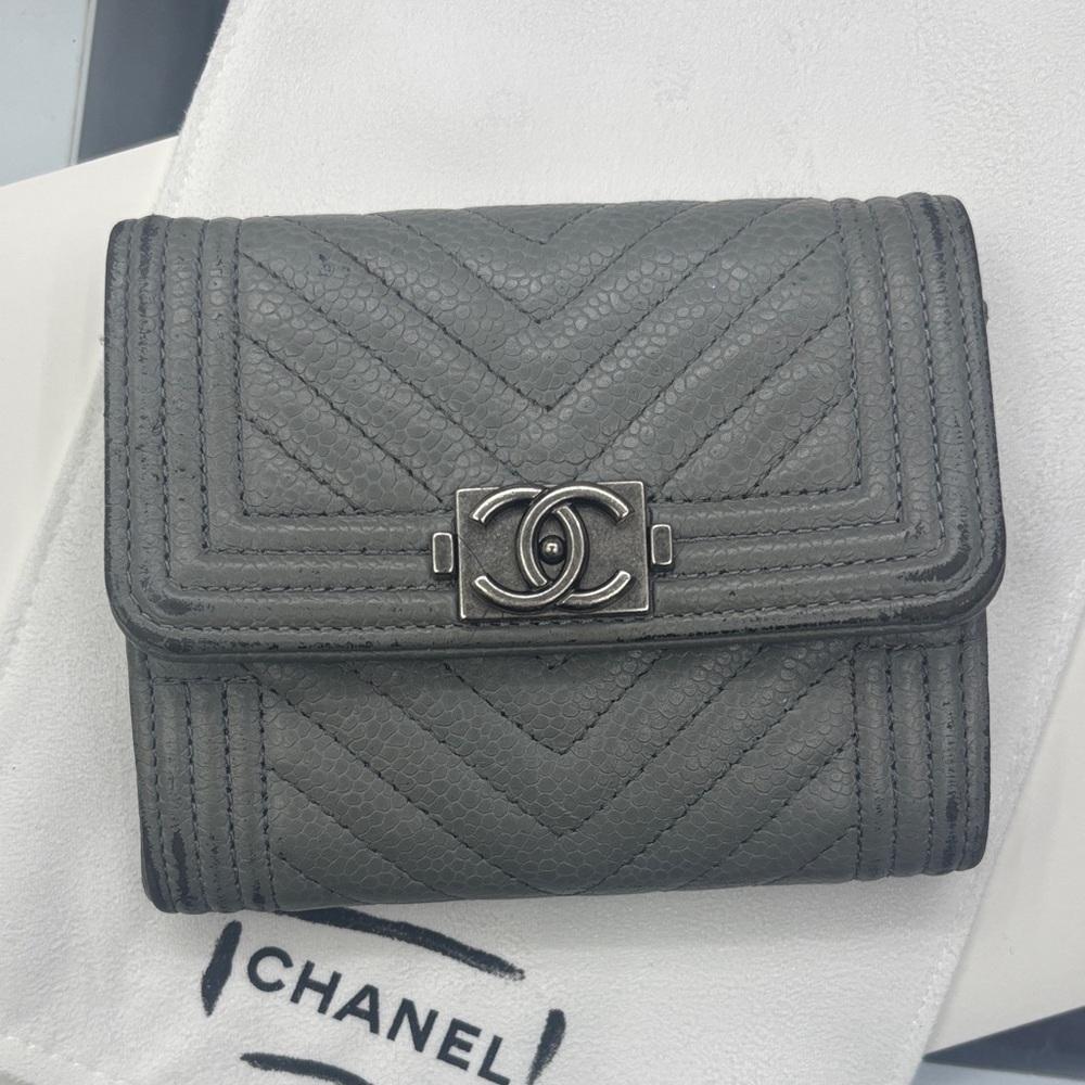 Chanel Chevron Gray Wallet